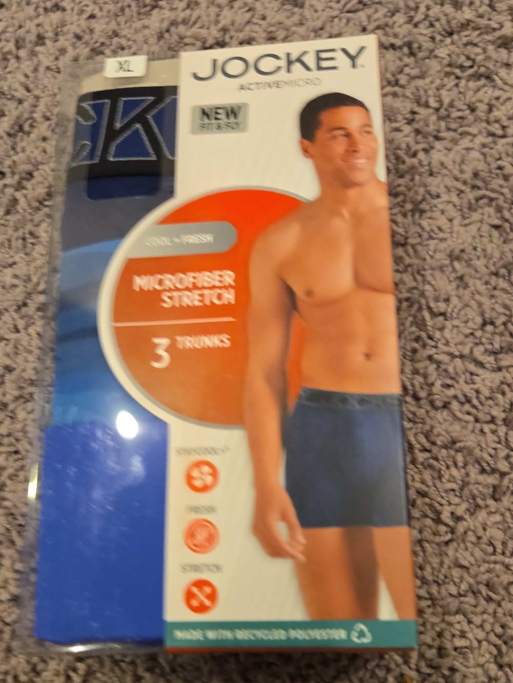 Jockey Men’s Navy Blue Microfiber Stretch Boxer Briefs - 3 Pack